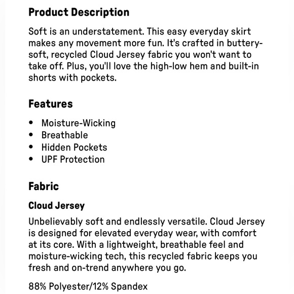 Fabletics | NWT Cloud Jersey Flounce Skirt Skort Athletic Built In Shorts 3X - Picture 12 of 12